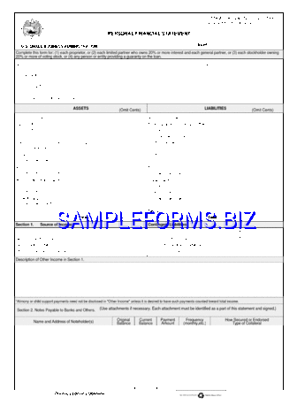 Personal Financial Statement Form 1
